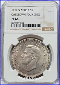 South Africa 1952 George VI silver 5 S Cape Town Founding Anniversary NGC PL-66