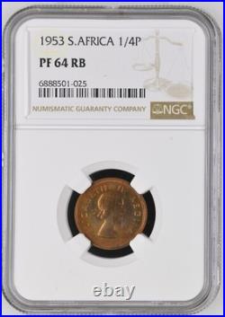 South Africa 1953 9 coin Proof Set 1/4p to Silver 5S NGC Graded Proof