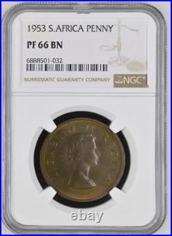 South Africa 1953 9 coin Proof Set 1/4p to Silver 5S NGC Graded Proof
