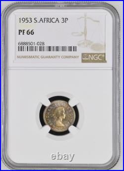 South Africa 1953 9 coin Proof Set 1/4p to Silver 5S NGC Graded Proof