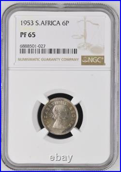 South Africa 1953 9 coin Proof Set 1/4p to Silver 5S NGC Graded Proof