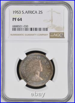 South Africa 1953 9 coin Proof Set 1/4p to Silver 5S NGC Graded Proof