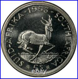 South Africa, 1953 Elizabeth II Five Shillings, 5 Shillings. PCGS PR 66. Crown