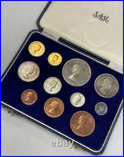 South Africa 1954 11 Coin Proof Set With Gold Original Box SA#27