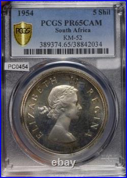 South Africa 1954 5 Shillings Springbok animal PCGS PR65CAM PROOF CAMEO G2U
