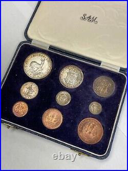 South Africa 1954 9 Coin Proof Set Original Box SA#12