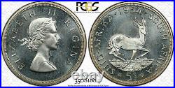 South Africa, 1954 Elizabeth II Five Shillings, 5 Shillings. PCGS PL 66. Crown