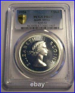South Africa, 1954 Elizabeth II Five Shillings, 5 Shillings. PCGS PR 67. Crown