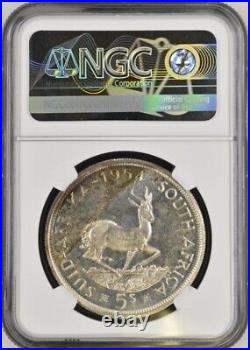 South Africa 1954 Silver 5 Shillings KM-52 NGC Proof-66 (Toned)
