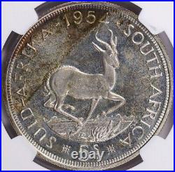 South Africa 1954 Silver 5 Shillings KM-52 NGC Proof-66 (Toned)