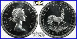 South Africa, 1957 Elizabeth II Five Shillings, 5 Shillings, PCGS PR 66, Crown