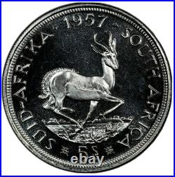 South Africa, 1957 Elizabeth II Five Shillings, 5 Shillings, PCGS PR 66, Crown
