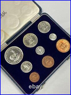South Africa 1958 9 Coin Proof Set Very Heavy Die Polishing With Box SA#20