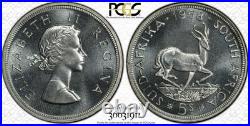 South Africa, 1958 Elizabeth II Five Shillings, 5 Shillings PCGS PL 66 Crown