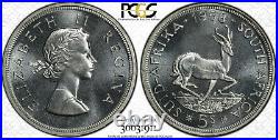 South Africa, 1958 Elizabeth II Five Shillings, 5 Shillings PCGS PL 66 Crown