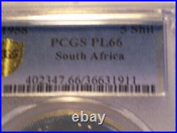 South Africa, 1958 Elizabeth II Five Shillings, 5 Shillings PCGS PL 66 Crown