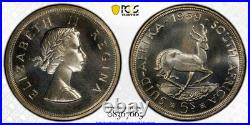 South Africa, 1959 Elizabeth II 5 Shillings PCGS PL 66. 2,200 Mintage