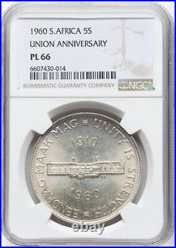 South Africa 1960 50th Anniversary Union 5 Shillings NGC Graded PL-66