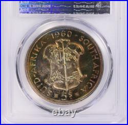 South Africa 1960 Silver 5 Shillings KM-55 PCGS Proof-67 (Toned) Stunning