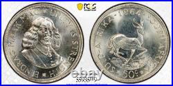 South Africa 1964 Silver 50 Cents KM-62 PCGS PL-67 TOP POP! 