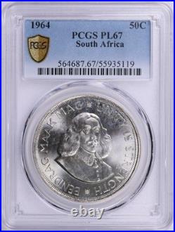 South Africa 1964 Silver 50 Cents KM-62 PCGS PL-67 TOP POP! 