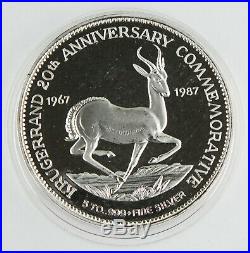 South Africa 1967-1987 Krugerrand 20th Anniversary 5 Oz Silver Proof Medal +BOX