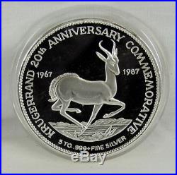 South Africa 1987 Proof 5 Oz. 999 20th Anniversary Silver Krugerrand