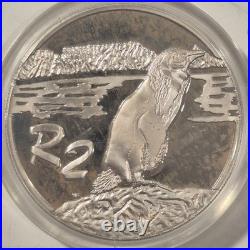South Africa 1998 2 Rand Jackass Penguin Silver Proof Coin
