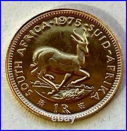 South Africa 1 Rand 1975 Springbok 3.94gr Gold. 917/1000 BU