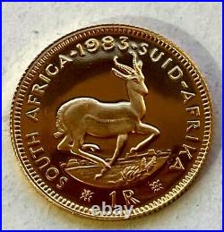 South Africa 1 Rand 1983 Springbok 3.94gr Gold. 917/1000 BU