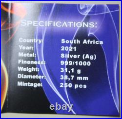 South Africa 1 Rand Krugerrand 2021 Silver 1 Oz #F5969 Magic Flame Only 250