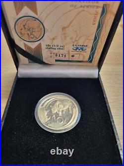 South Africa 2003 Rhino 10 Cents 1/2 Ounce Proof Silver Coin Rare with COA