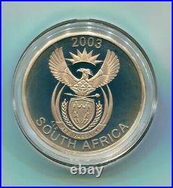 South Africa 2003 Rhino 20 Cents 1 Ounce Proof Silver Coin Rare with Coa