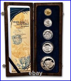 South Africa 2004 Leopard Wildlife 5 Coin Proof Set Box COA Special Edition #218