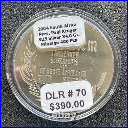 South Africa 2004 Paul Kruger. 925 Silver 1 Oz Round. TM827