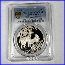 South Africa 2006 20 Cent Silver Black Backed Jackal Coin PCGS PR70DCAM