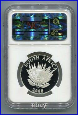 South Africa 2008 Silver R1 GANDHI NGC PF 70 Ultra Cameo Perfect Proof Coin