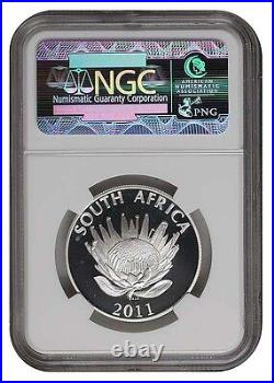 South Africa 2011 Silver R1 J M COETZEE Proof NGC PF 69 Ultra Cameo Coin