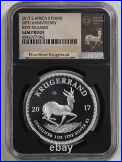 South Africa 2017 1oz Silver 50th Anniv Krugerrand GEM Proof NGC 4542977-002 OGP