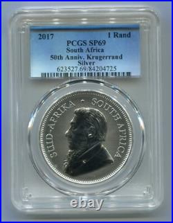 South Africa 2017 First Ever 50th Anniversary Silver Krugerrand PCGS Graded SP69