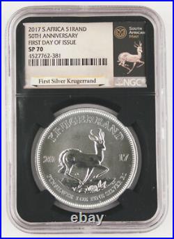 South Africa 2017 Krugerrand 50 Anniversary 1 Oz Silver Coin NGC SP70 First Day
