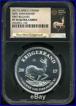 South Africa 2017 Proof 1oz Silver Krugerrand PF70 UCAM NGC 4542551-129