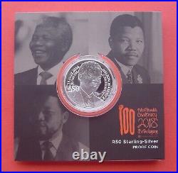 South Africa 2018 Nelson Mandela Centenary Celebration 50 Rand Silver Proof Coin