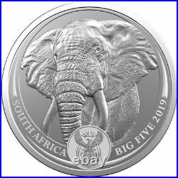 South Africa 2019 1 Oz Silver Coin SAM BIG FIVE ELEPHANT capsule