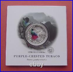 South Africa 2019 Purple-creasted Turaco 10 Rand Silver Proof Coin