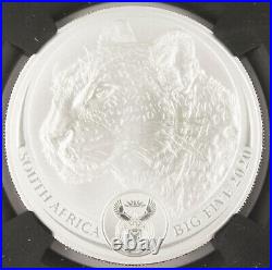 South Africa 2020 5 Rand Big 5 Spotted Leopard -FDP 1 Oz Silver Coin NGC MS70 BU