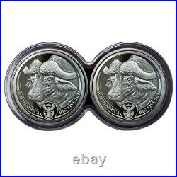 South Africa 2021 Big Five Buffalo DOUBLE CAPSULE 2 x 1 oz Proof Silver Coins