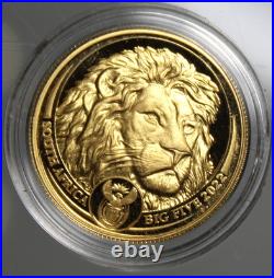 South Africa, 2022 Gold 50 Rand 1/4 oz Big Five Lion Design Proof
