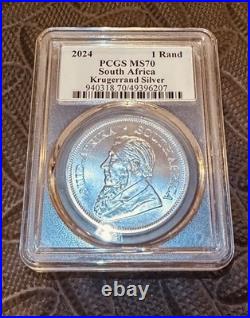 South Africa 2024 1 Rand (1 Troy oz silver. 999) Krugerrand PCGS MS70 Coins