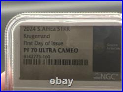 South Africa 2024 1 Rand KM# S1KR Krugerrand PF70 Ultra Cameo First Day NGC
